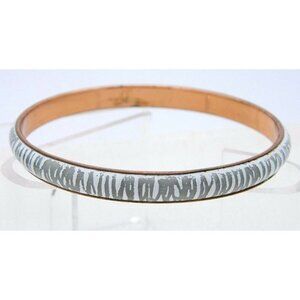MATISSE RENOIR White Grey Gray Stripe Enamel Copper Bangle Bracelet